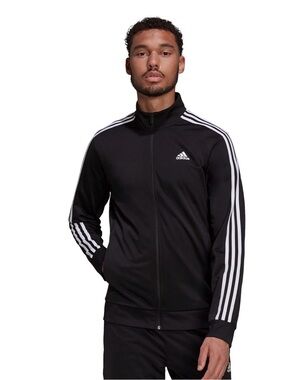 adidas Black Track Jacket with White Three-Stripes
